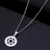Silver Star Hexagram Pendant Necklace Jewish Star Solomon Seal Jewelry