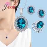 Silver Princess Crystal Zircon Jewelry Set for Women