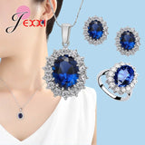Silver Princess Crystal Zircon Jewelry Set for Women