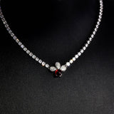 Silver Zircon Pendant Chain Choker Necklace Wedding Jewelry