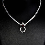 Silver Zircon Pendant Chain Choker Necklace Wedding Jewelry