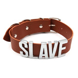 Personalized Sexy Puta Name Necklace on Brown Leather Choker