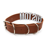 Personalized Sexy Puta Name Necklace on Brown Leather Choker