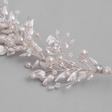 Silver Leaf Pearl Headband Tiara Bridal Hair Accessories Wedding Band