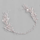 Silver Leaf Pearl Headband Tiara Bridal Hair Accessories Wedding Band