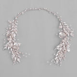 Silver Leaf Pearl Headband Tiara Bridal Hair Accessories Wedding Band