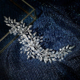 Silver Leaf Rhinestone Clip Headband Bridal Hair Accessories