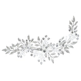 Silver Leaf Rhinestone Clip Headband Bridal Hair Accessories