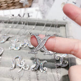 CZ Letter M Necklace for Women Girls Charm Pendant