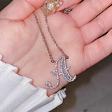 CZ Letter M Necklace for Women Girls Charm Pendant