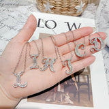 CZ Letter M Necklace for Women Girls Charm Pendant