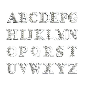 Crystal Paved Initial Letter Slide Charms for 8mm Bracelet Keychain Necklace