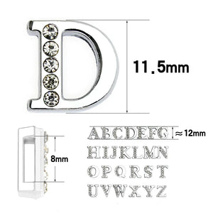 Crystal Paved Initial Letter Slide Charms for 8mm Bracelet Keychain Necklace