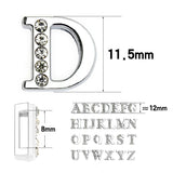 Crystal Paved Initial Letter Slide Charms for 8mm Bracelet Keychain Necklace