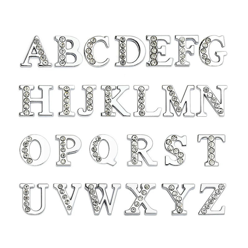 Crystal Paved Initial Letter Slide Charms for 8mm Bracelet Keychain Necklace