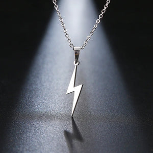 Silver Lightning Necklace for Women Stainless Steel Choker Chain Pendant Jewelry