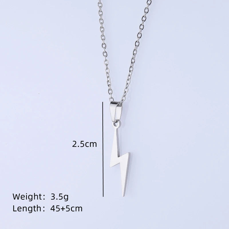Silver Lightning Necklace for Women Stainless Steel Choker Chain Pendant Jewelry