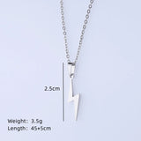 Silver Lightning Necklace for Women Stainless Steel Choker Chain Pendant Jewelry