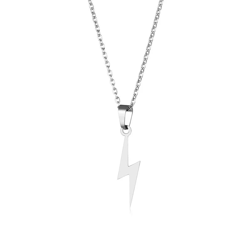 Silver Lightning Necklace for Women Stainless Steel Choker Chain Pendant Jewelry