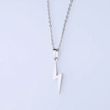Silver Lightning Necklace for Women Stainless Steel Choker Chain Pendant Jewelry