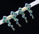 Long Drop Earrings Green Lab Emerald Flower Dangler Wedding Jewelry