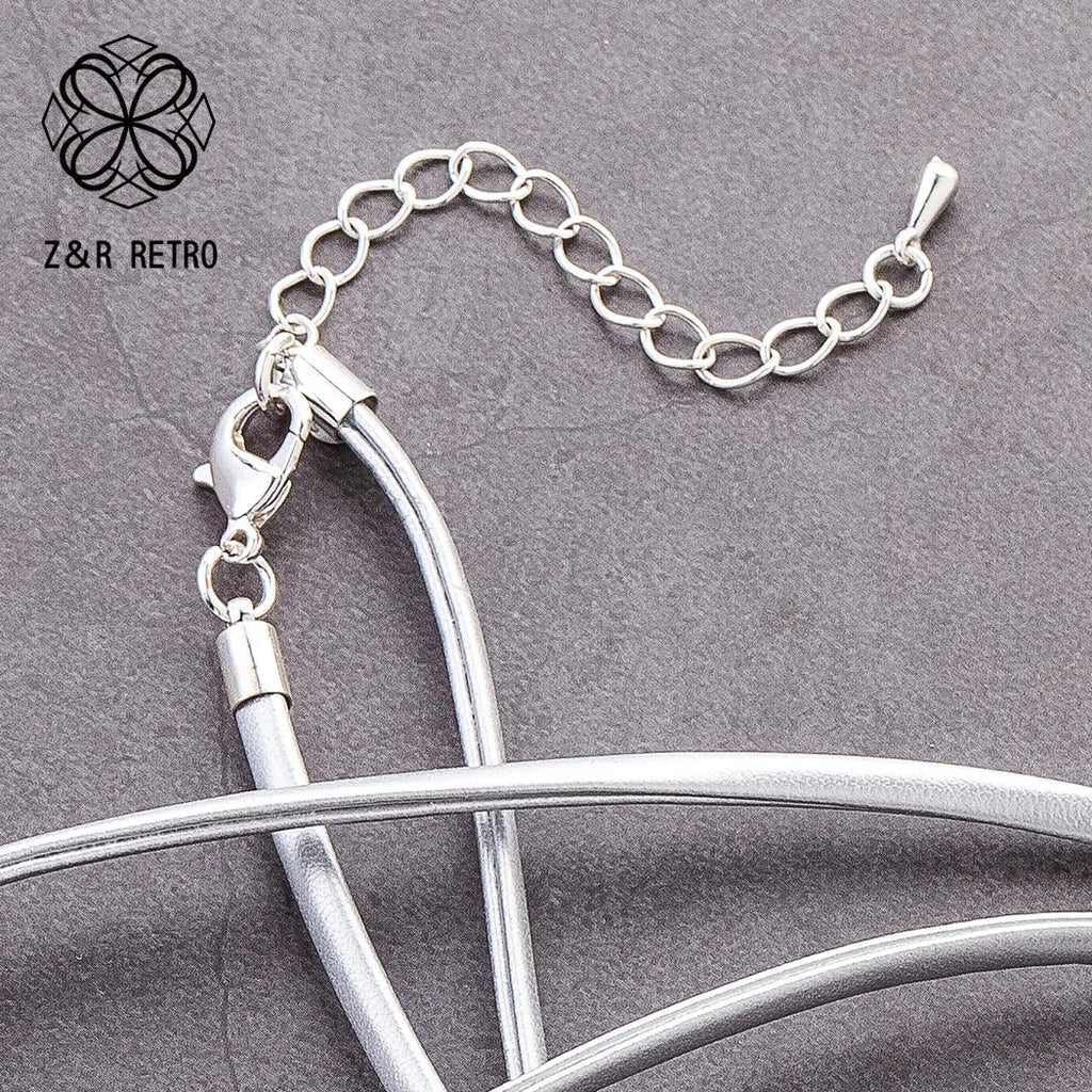 Silver Bead Chain Statement Necklace Suspension Sweater Clothing
