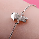 Silver Little boy Fortune Zircon Stone Charm Bracelets DIY Women Jewelry Hot