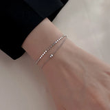 Double Layer Silver Beads Chain Bracelets for Women