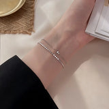 Double Layer Silver Beads Chain Bracelets for Women
