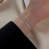 Double Layer Silver Beads Chain Bracelets for Women