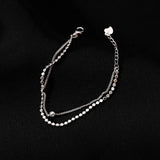 Double Layer Silver Beads Chain Bracelets for Women