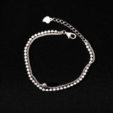 Double Layer Silver Beads Chain Bracelets for Women