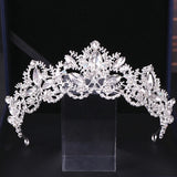 Silver Baroque Crystal Crown Tiara For Bride