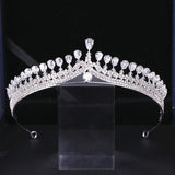 Silver Baroque Crystal Crown Tiara For Bride