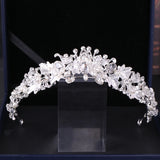 Silver Baroque Crystal Crown Tiara For Bride
