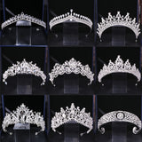 Silver Baroque Crystal Crown Tiara For Bride