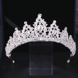 Silver Baroque Crystal Crown Tiara For Bride