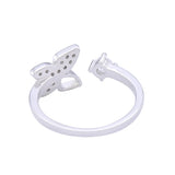 Silver Crystal Butterfly Ring Open Adjustable Finger Ring