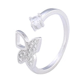 Crystal Butterfly Ring Women Jewelry Adjustable Finger Ring