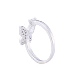 Silver Crystal Butterfly Ring Open Adjustable Finger Ring