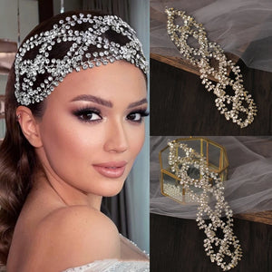 Silver Crystal Headband Tiara For Women Bride Wedding Hair Accessories