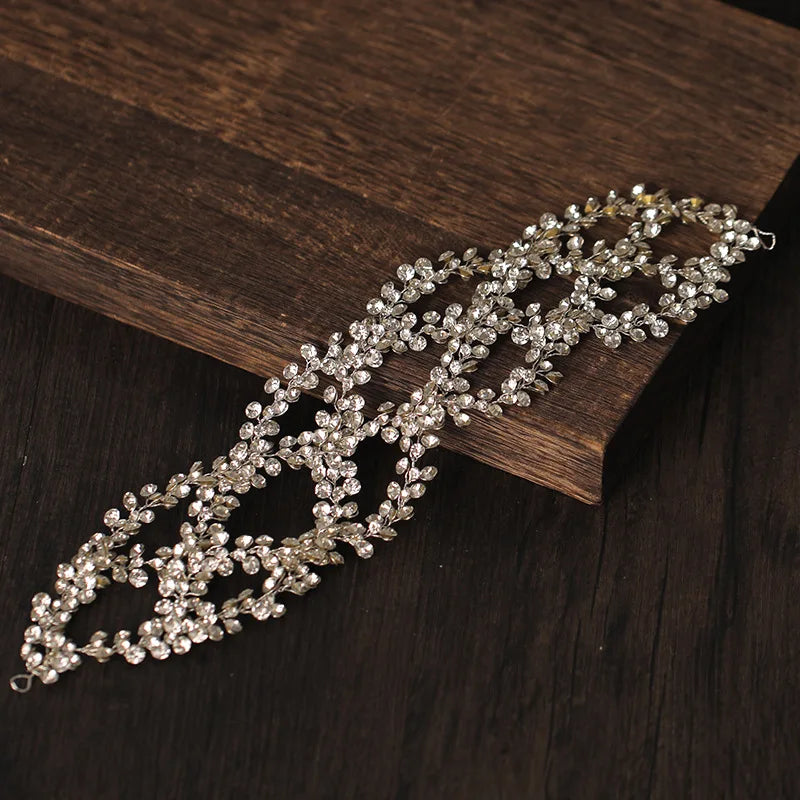 Silver Crystal Headband Tiara For Women Bride Wedding Hair Accessories
