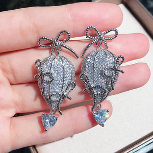 Silver CZ Balloon Shape Earrings Party Jewelry