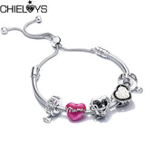 Silver Family Tree Beads Charm Bracelet with DIY Bracelets for Women