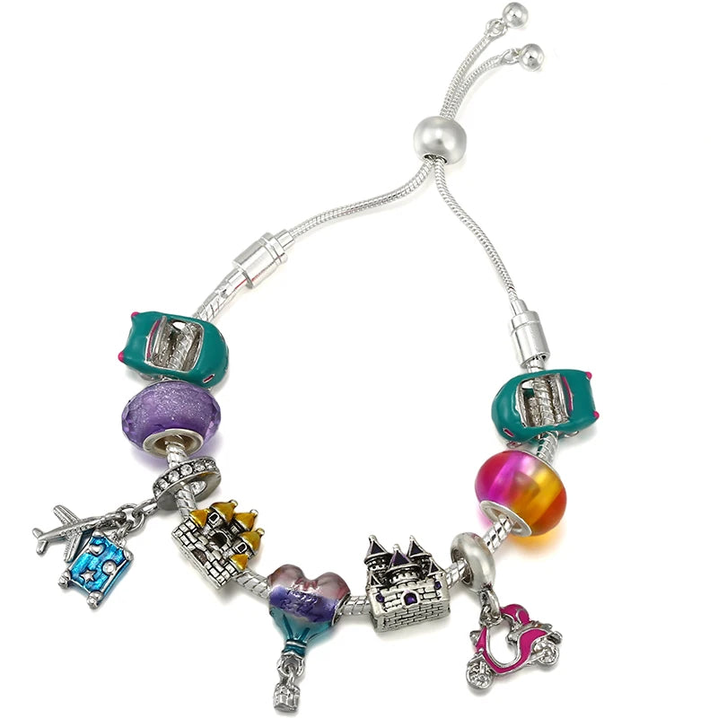 Silver MAMA Family Tree Beads Charm Bracelets For Women