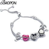 Silver MAMA Family Tree Beads Charm Bracelets For Women