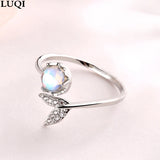 Silver Mermaid Tail Moonstone Open Ring