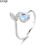 Silver Mermaid Tail Moonstone Open Ring