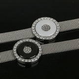 Silver Mesh Keeper Bracelets with Bling Crystal Stone, Adjustable