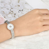 Silver Mesh Keeper Bracelets with Bling Crystal Stone, Adjustable